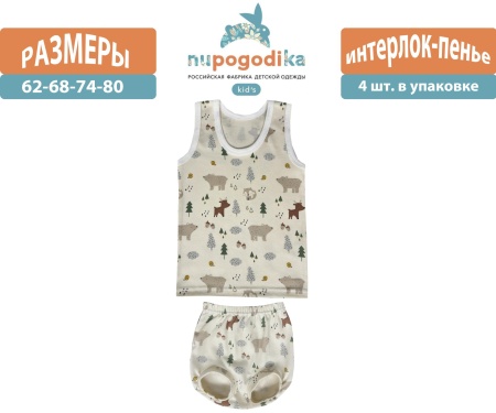 Майка + трусы (Интерлок пенье) Ёлочки (размеры 62/68/74/80) оптом