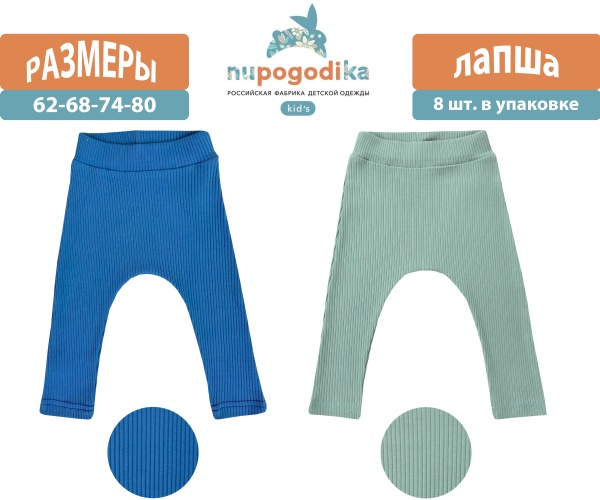 Штанишки кулиска (Лапша) Синий/Бирюзовый (размеры 62/68/74/80) оптом